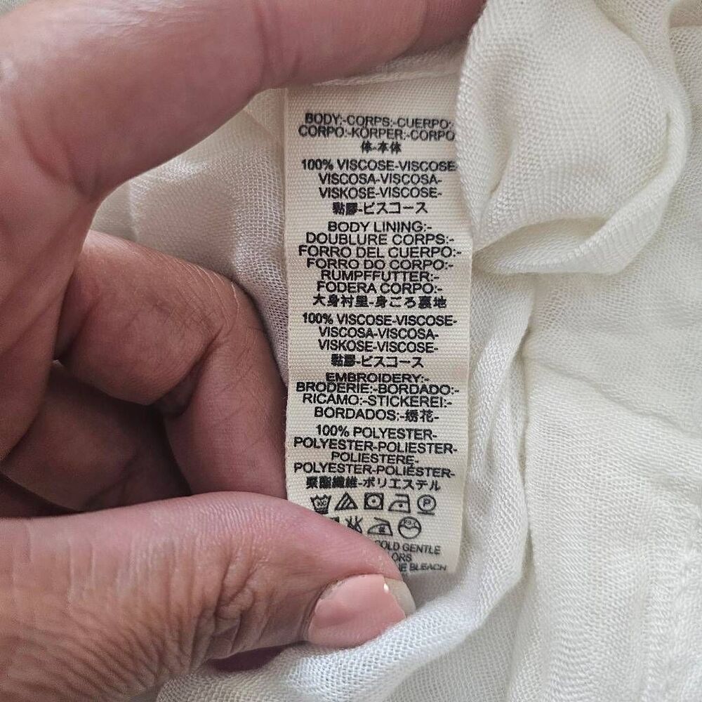 Free People Te amo White Embroidered Boho Tunic Mini Dress Top Bell Sleeves S - Picture 10 of 10